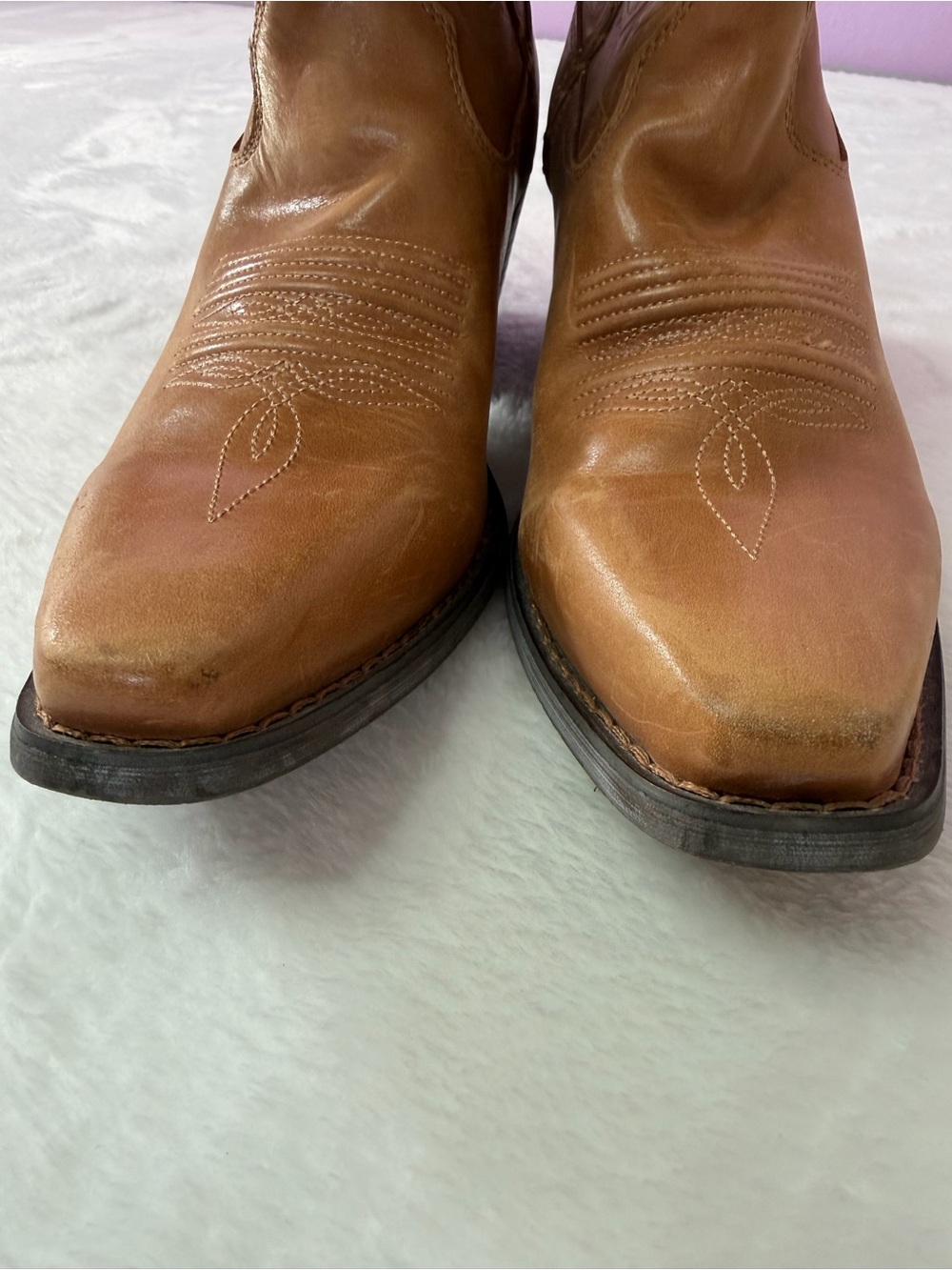 Durango Cowboy Boots Crush Tan Scroll Western Boots Snip Toe 8M - Picture 3 of 6